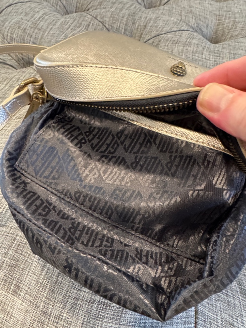Kurt Geiger Bag Metallic Gold Richmond Leather Crossbody Bag - Picture 14 of 17